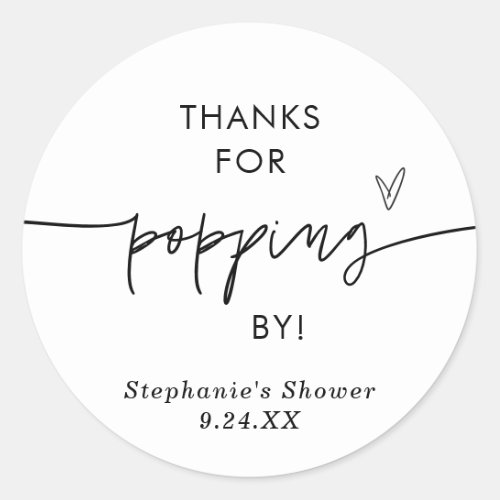 Popcorn Favor Sticker Thanks for Popping By Favor Classic Round Sticker