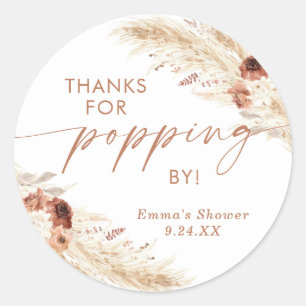 Popcorn Favor Sticker, Thanks for Popping By Favor Classic Round Sticker