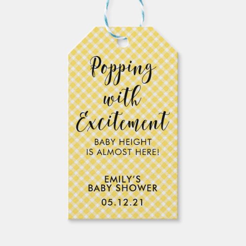 Popcorn Favor Tags Gender Neutral Baby Shower Gift Tags