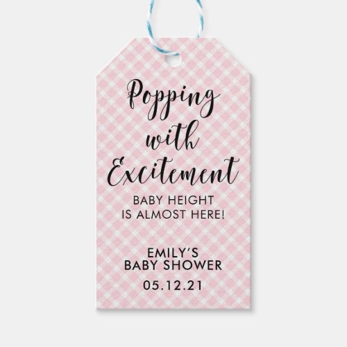 Popcorn Favor Tags Girl Baby Shower favor Gift Tags