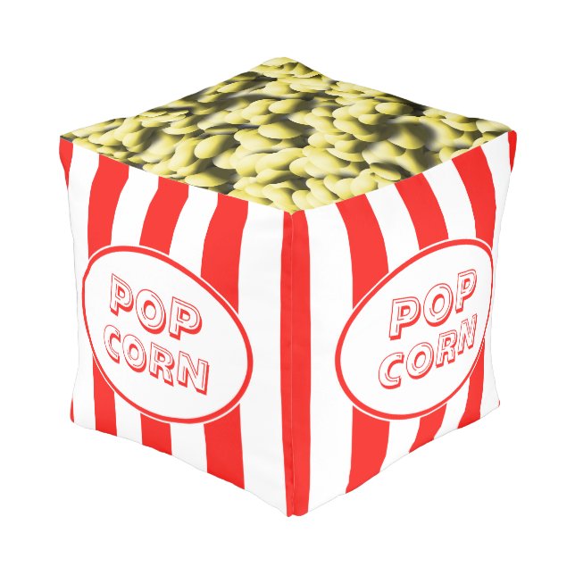 Popcorn Funny Movie Theme Pouf (Angled Back)