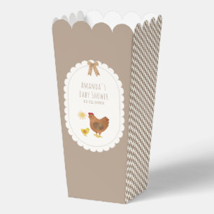 Popcorn Gingham Cottagecore Hen Chick Baby Shower Favor Boxes