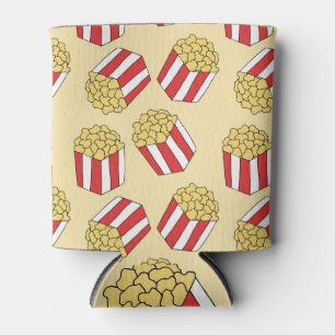 Popcorn hand drawn, colorful seamless pattern. can cooler