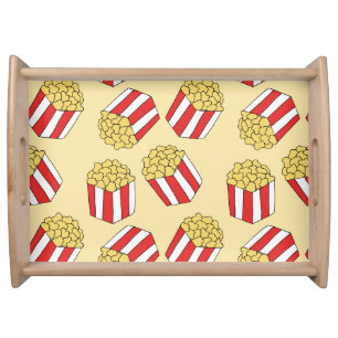 Popcorn hand drawn, colorful seamless pattern. serving tray
