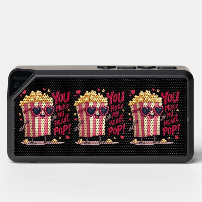Popcorn Heart Pop Valentine Design Bluetooth Speaker (Front)