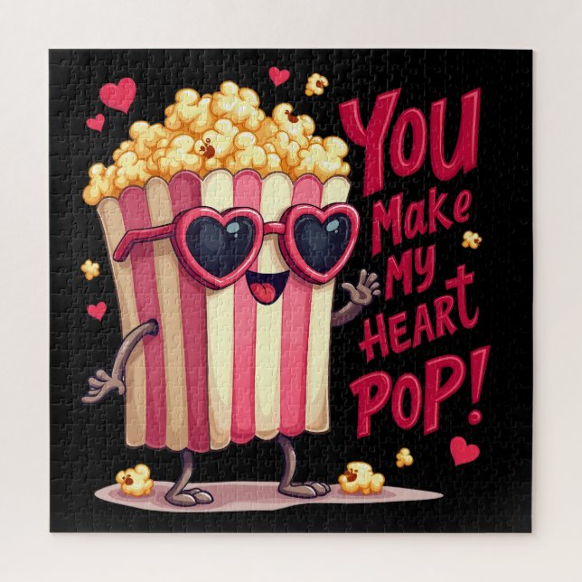 Popcorn Heart Pop Valentine Design Jigsaw Puzzle (Vertical)