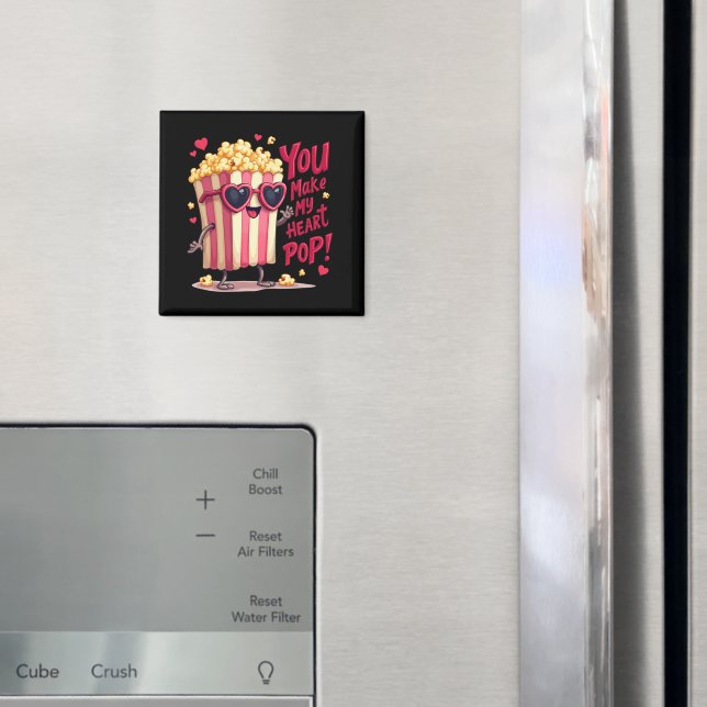 Popcorn Heart Pop Valentine Design Magnet (In Situ (Fridge))
