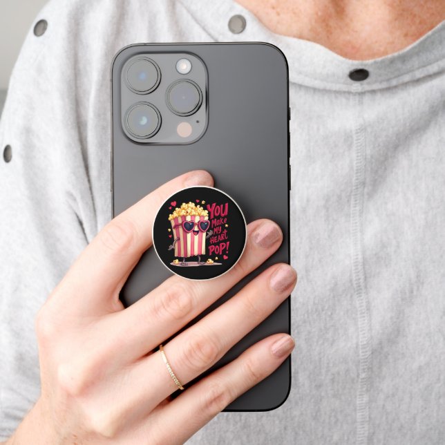 Popcorn Heart Pop Valentine Design PopSocket (Hand)
