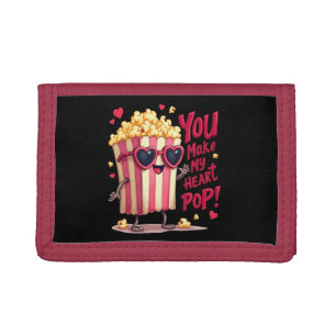 Popcorn Heart Pop Valentine Design Tri-fold Wallet