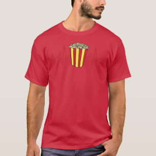 Popcorn Heartbeat Cinema Snack Movie Night Kawaii T-Shirt