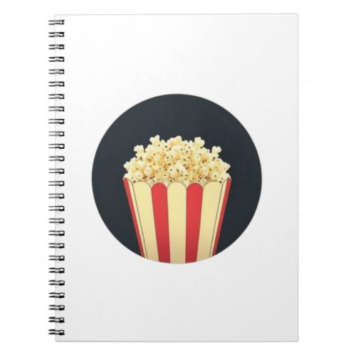 Popcorn in a Black Circle Background Notebook