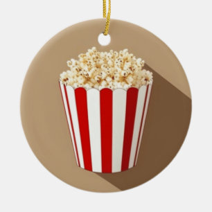 Popcorn in a Brown Background Ceramic Ornament