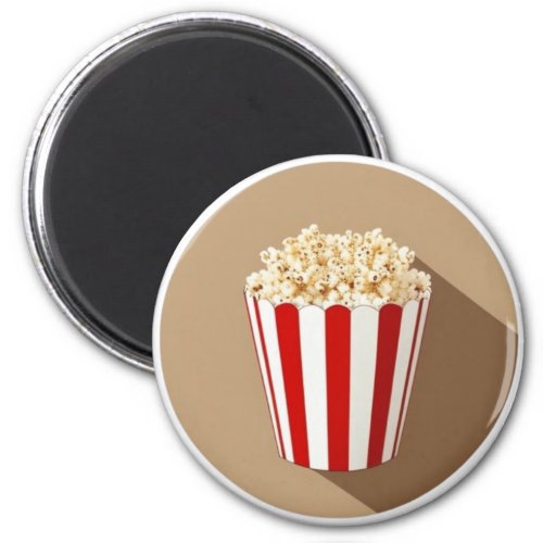 Popcorn in a Brown Circle Background Magnet