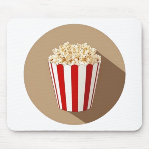 Popcorn in a Brown Circle Background Mouse Pad