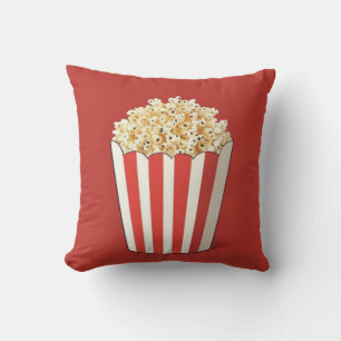 Popcorn in a Red Background Throw Pillow