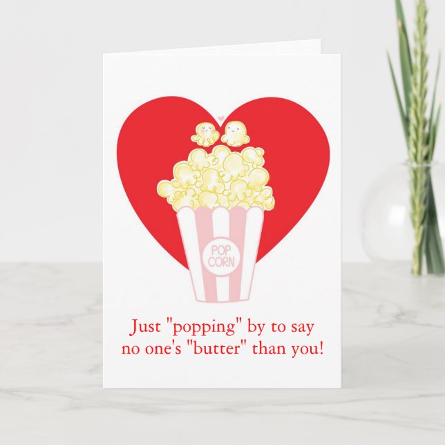 Popcorn in Love Valentine Card (Front)