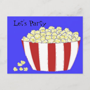Popcorn - Let's Party Invitation Postcard