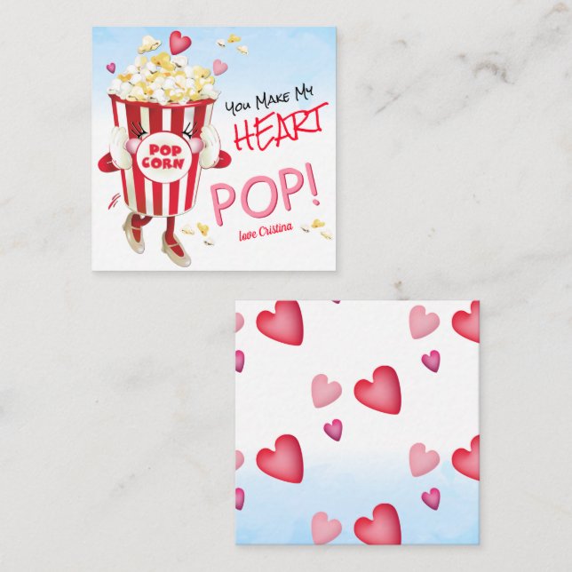Popcorn Love Funny Note Card (Front/Back)