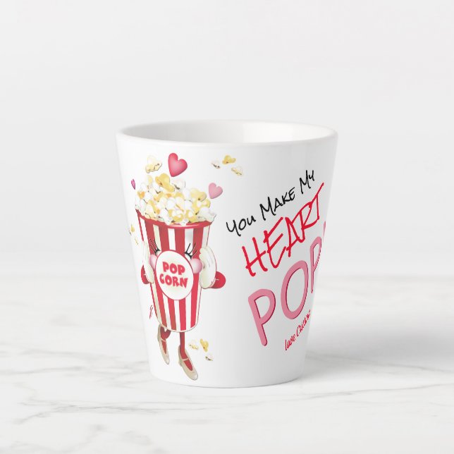 Popcorn Love Funny Pun Latte Mug (Front)