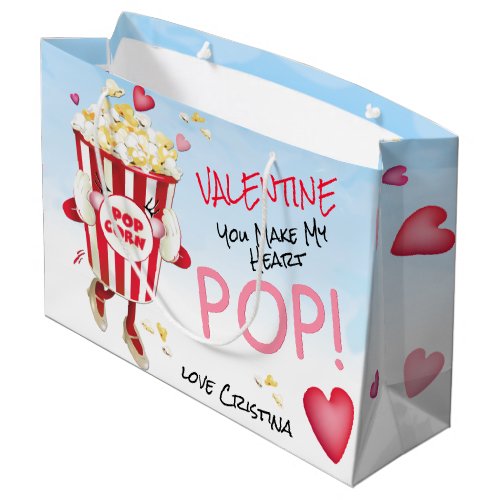 Popcorn Love Funny Pun Valentine Large Gift Bag