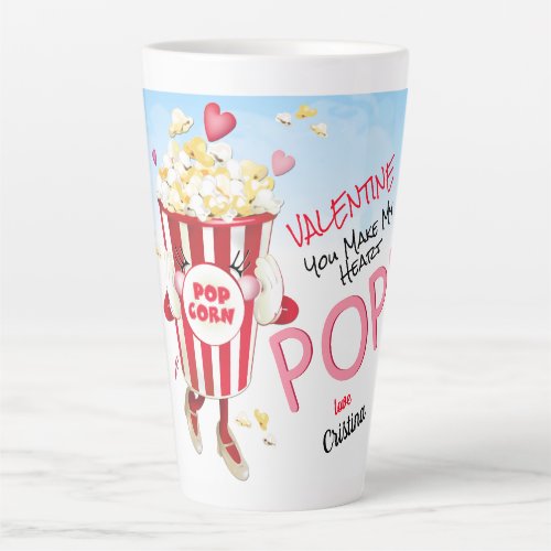 Popcorn Love Funny Pun Valentine Latte Mug