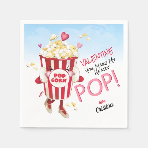 Popcorn Love Funny Pun Valentine Napkins