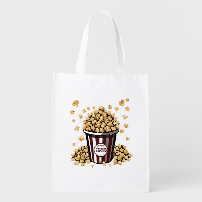 Popcorn Lover Grocery Bag (Front)