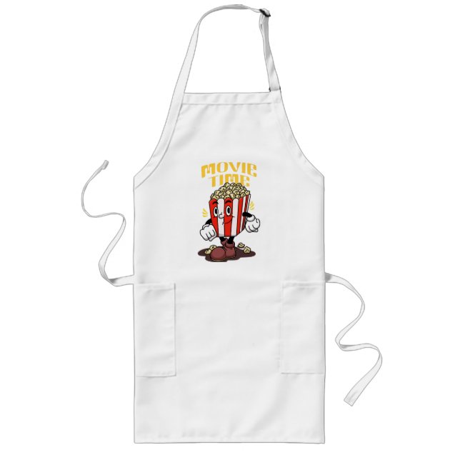 Popcorn Mascot Cartoon Long Apron (Front)
