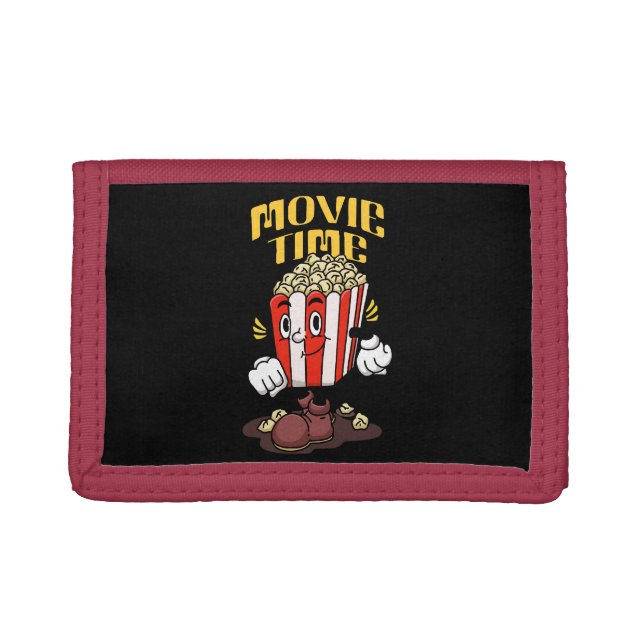 Popcorn Mascot Cartoon Trifold Wallet (Front)