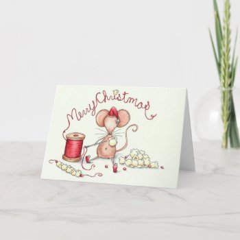 Popcorn Mouse Holiday Card by SarahLoCascioDesigns at Zazzle