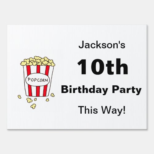 Popcorn Movie Birthday Party Celebration Sign
