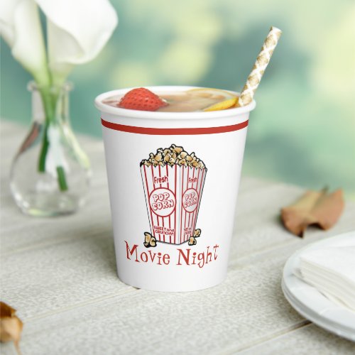 Popcorn Movie Night Paper Cups