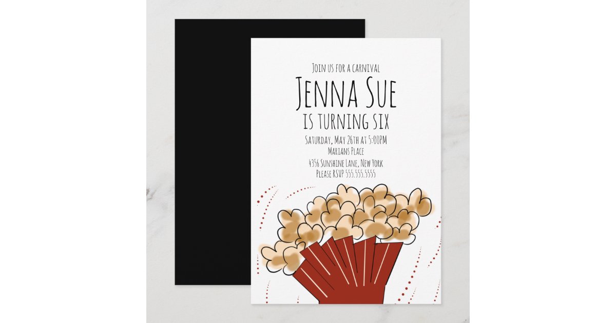 Popcorn Movie Outdoor Party Birthday Invitation | Zazzle