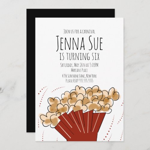 Popcorn Movie Outdoor Party Birthday Invitation