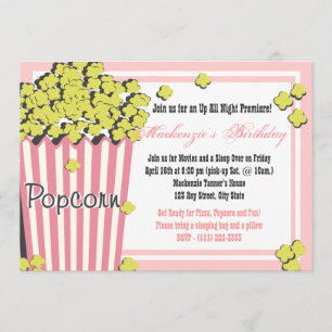 Popcorn Movie Sleepover Invitation