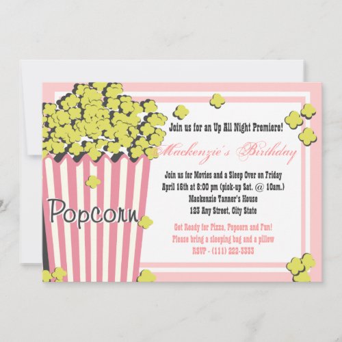 Popcorn Movie Sleepover Custom Announcement