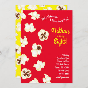 Popcorn Movie Theater Kids Birthday Party Invitation