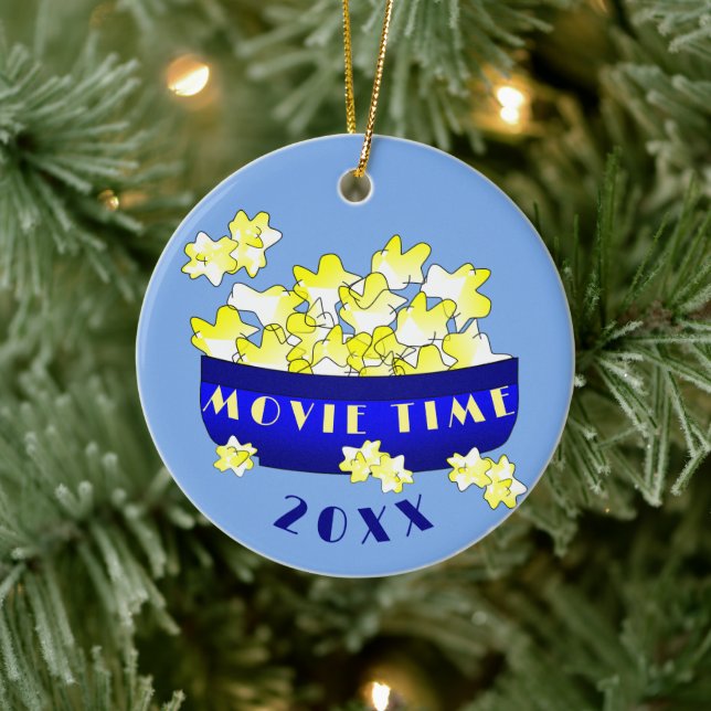 Popcorn Movie Time  Ceramic Ornament (Tree)