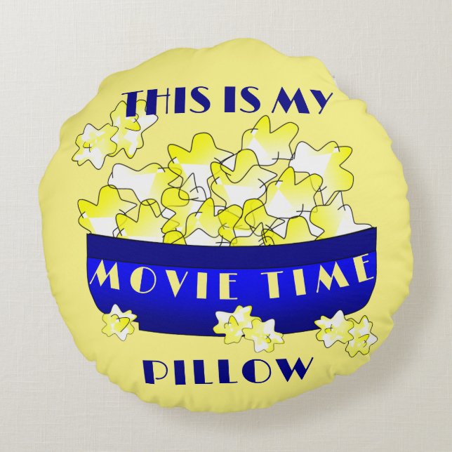 Popcorn Movie Time  Round Pillow (Back)