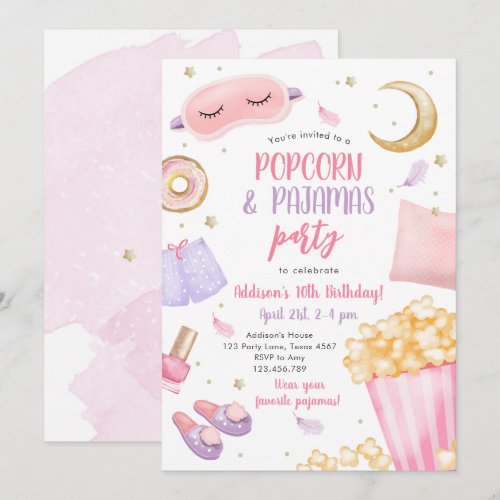 Popcorn Pajamas Sleepover Slumber Party Birthday I