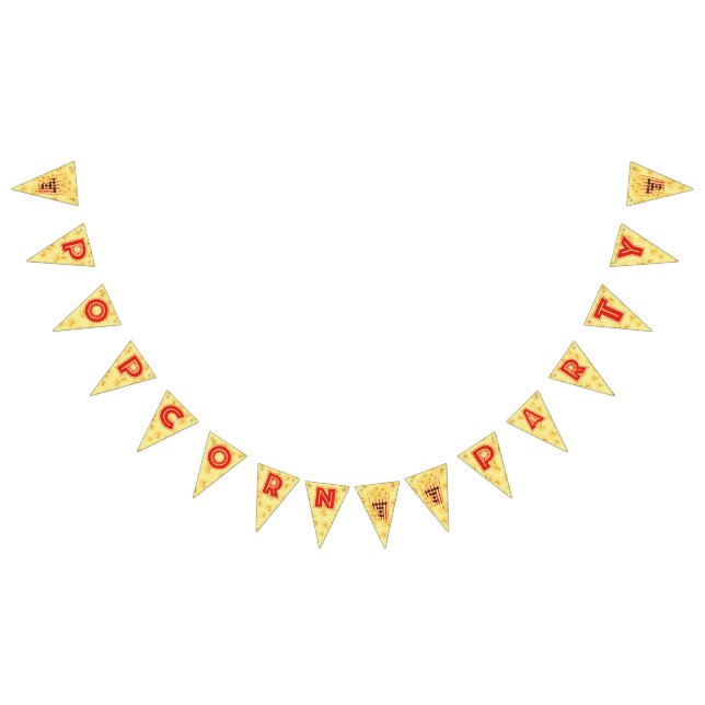 “Popcorn Party” Bunting Flags (All)