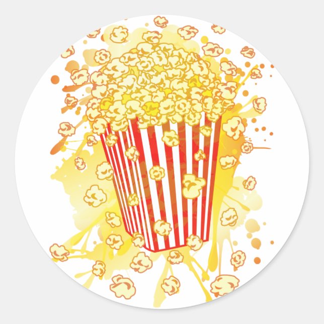 POPCORN_PARTY CLASSIC ROUND STICKER (Front)