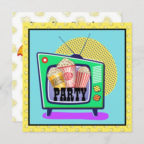 Popcorn Party  Movie Night  Slumber Party etc  Invitation