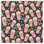 Popcorn Pattern Movie Night Theater Fun Black Fabric