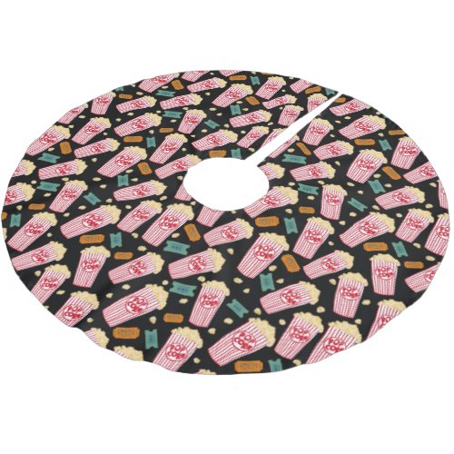 Popcorn Pattern Movie Night Theater Fun Brushed Polyester Tree Skirt