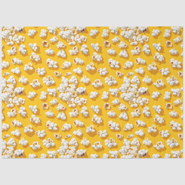 Popcorn Pattern on Yellow Background Decoupage Tissue Paper (Front)