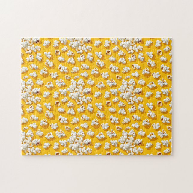Popcorn Pattern on Yellow Background Jigsaw Puzzle (Horizontal)