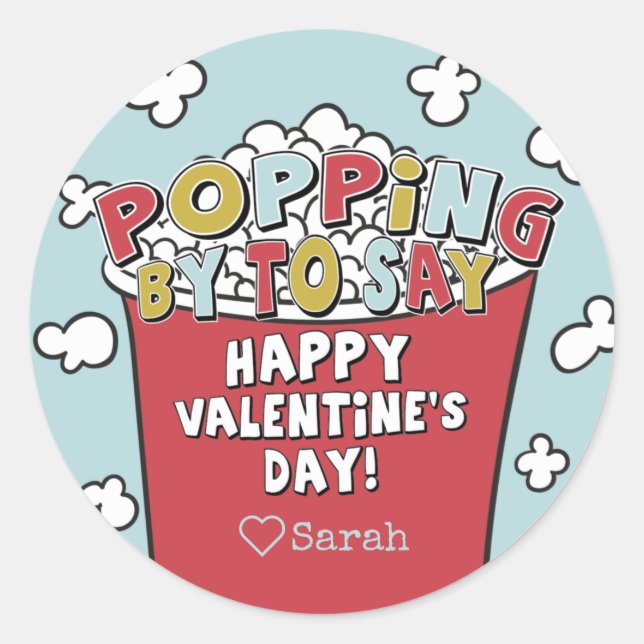 Popcorn Popping By Valentine Sticker (Front)