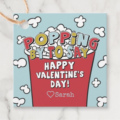 Popcorn Popping By Valentine Sticker Favor Tags