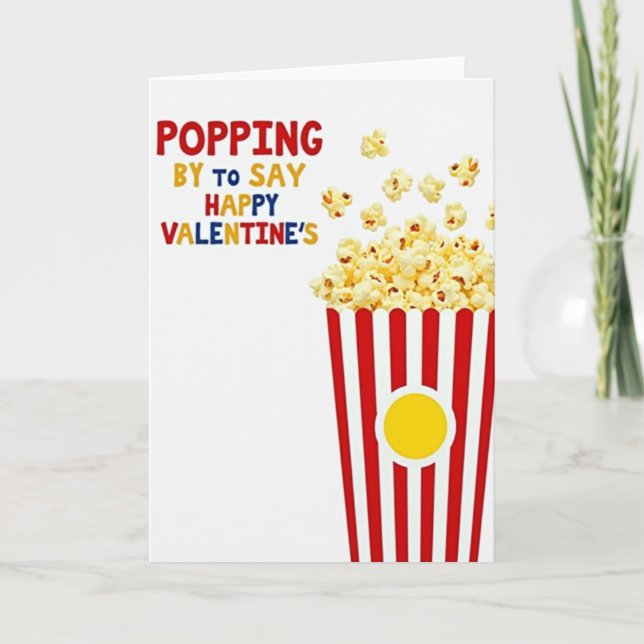 Popcorn Popping Valentines Day Card (Front)